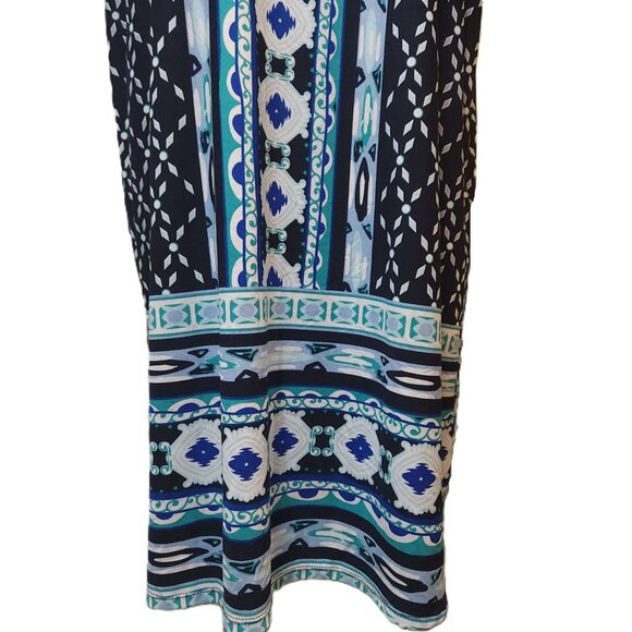 Kim Rogers Curvy dress Women's 1X mid-length Blue green black white design fall - Picture 3 of 13